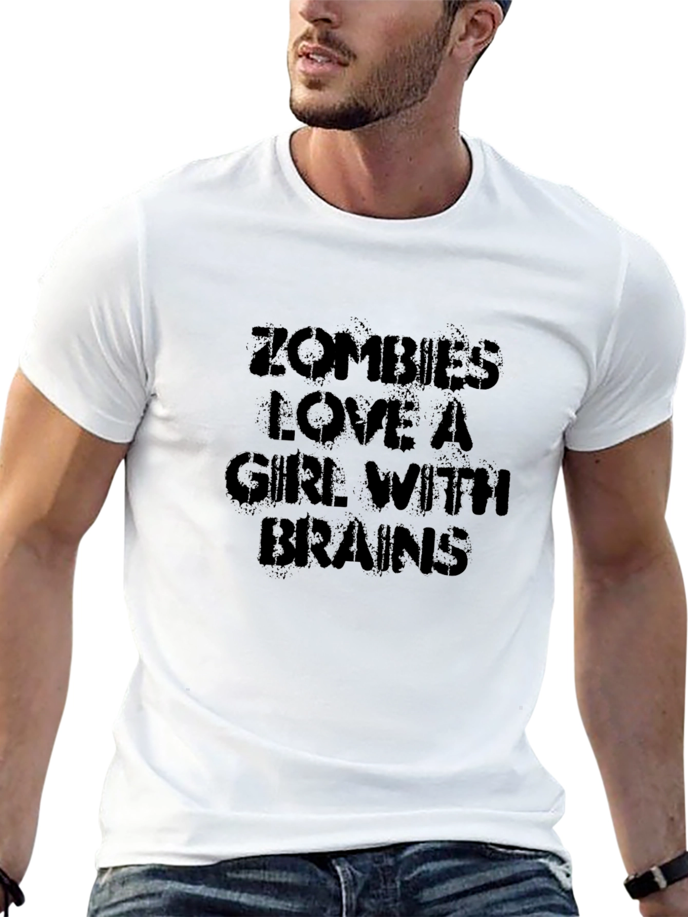 Zombies Love Brains Graphic T-Shirt - Black