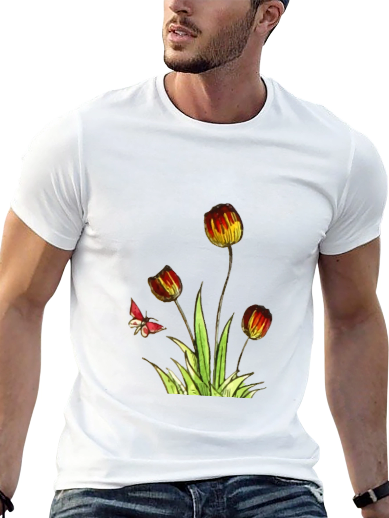 Floral Print Black T-Shirt