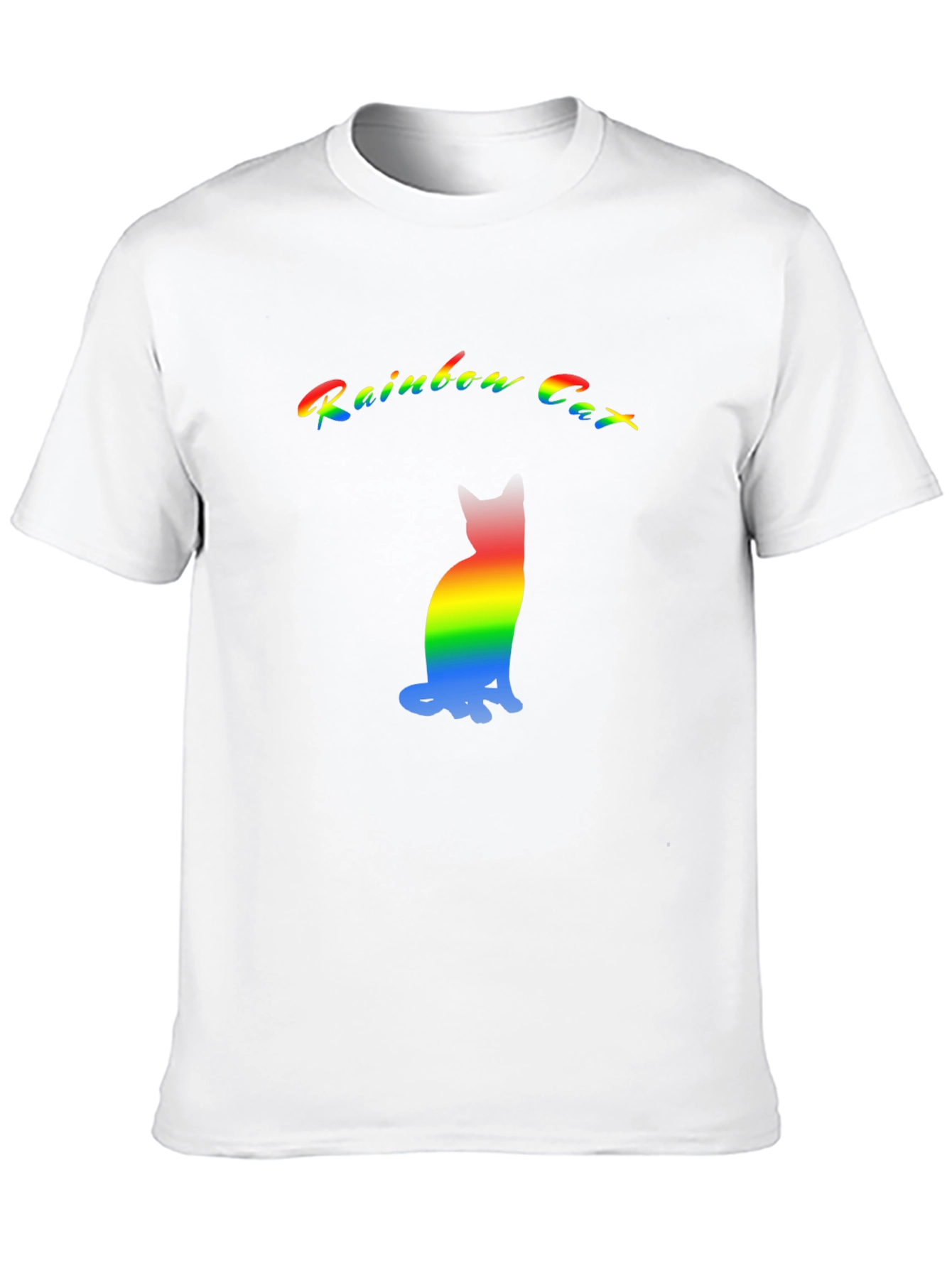 Rainbow Cat Graphic T-Shirt - Black Cotton Blend