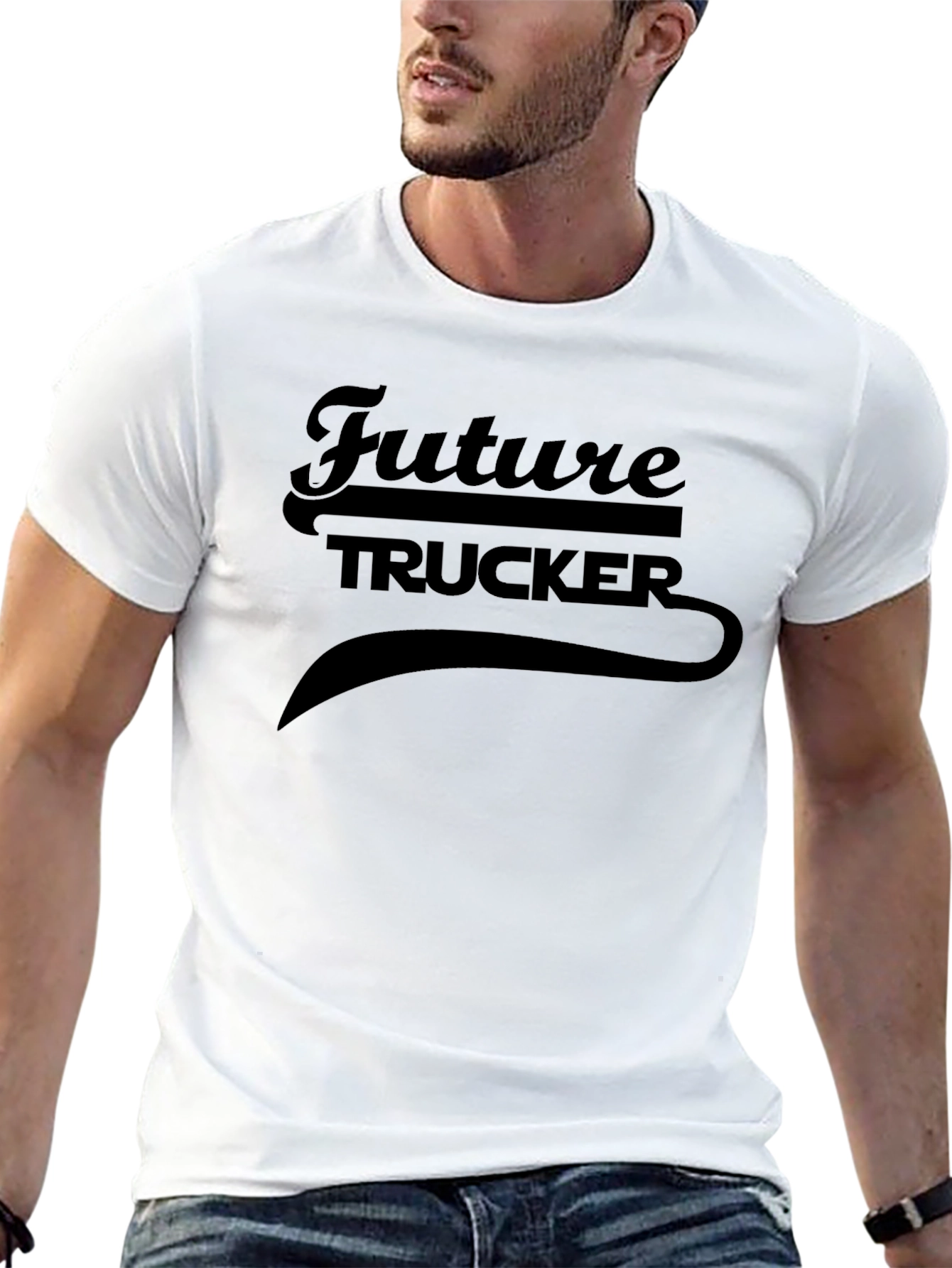 Future Trucker Graphic Tee - Black Cotton T-Shirt