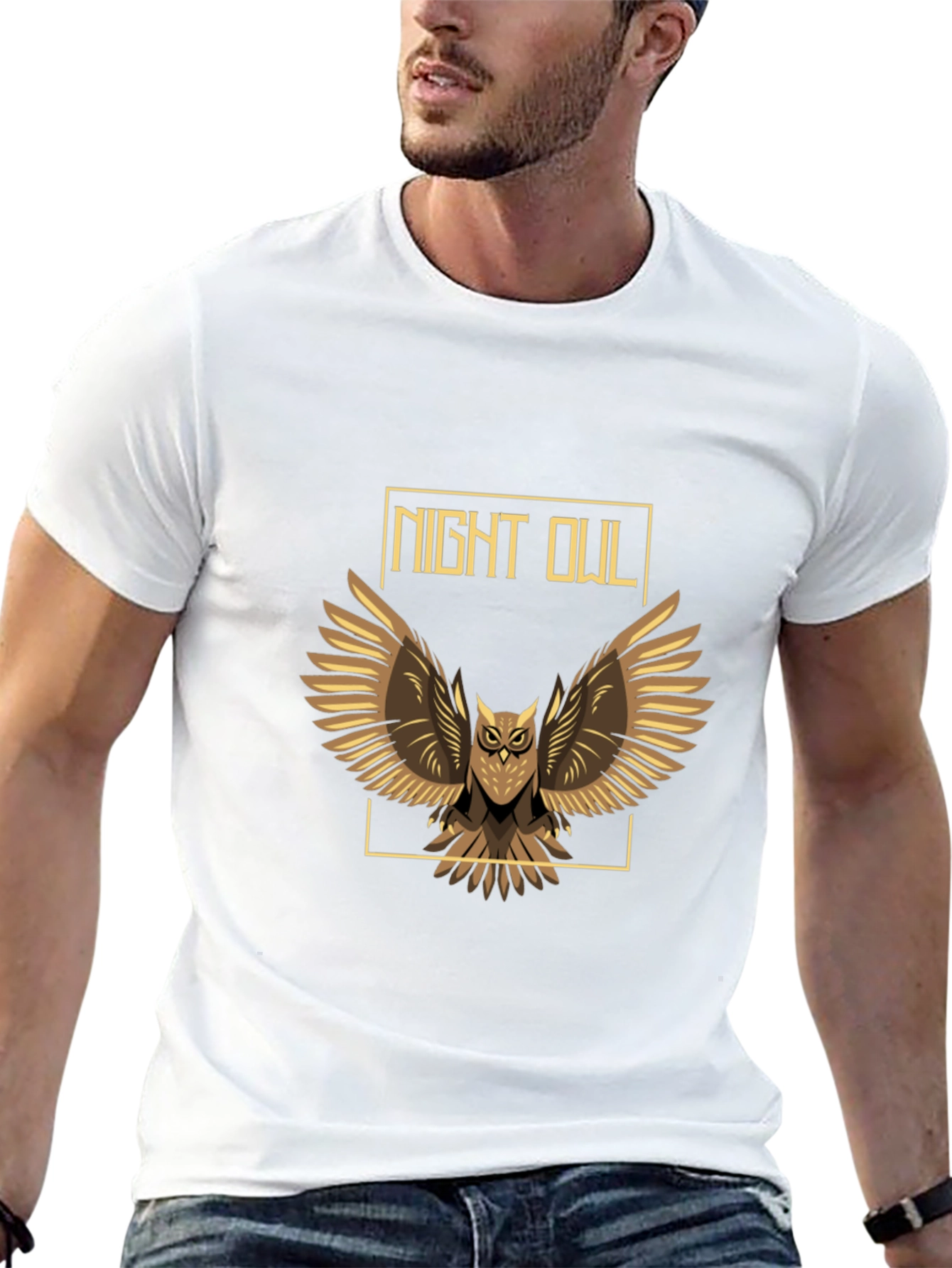 Night Owl Graphic Print Tee - Mens Black T-Shirt