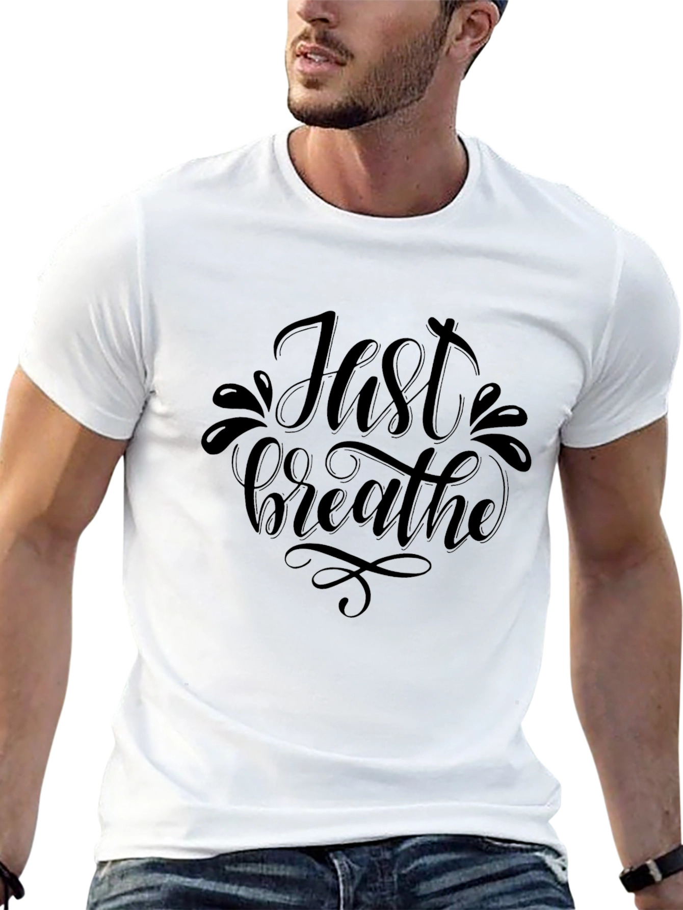 Just Breathe Black Graphic Tee