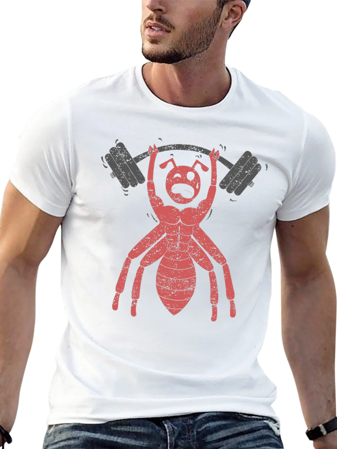 Ant Lifting Weights Graphic T-Shirt