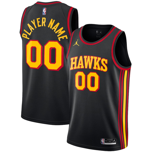 Men's Atlanta Hawks Black Swingman Custom Jerseys - Statement Edition