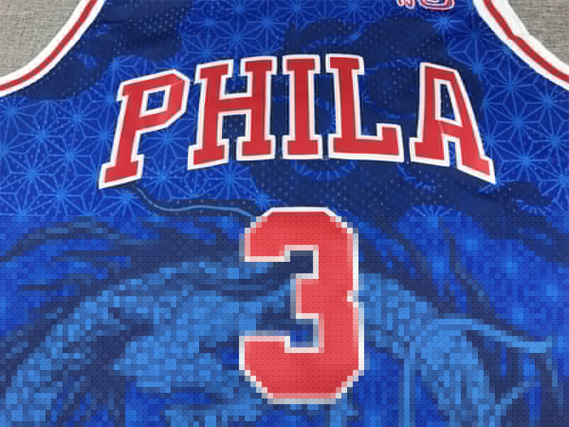 Men's Philadelphia 76ers Allen Iverson #3 Blue Year of Dragon Edition Swingman Jerseys