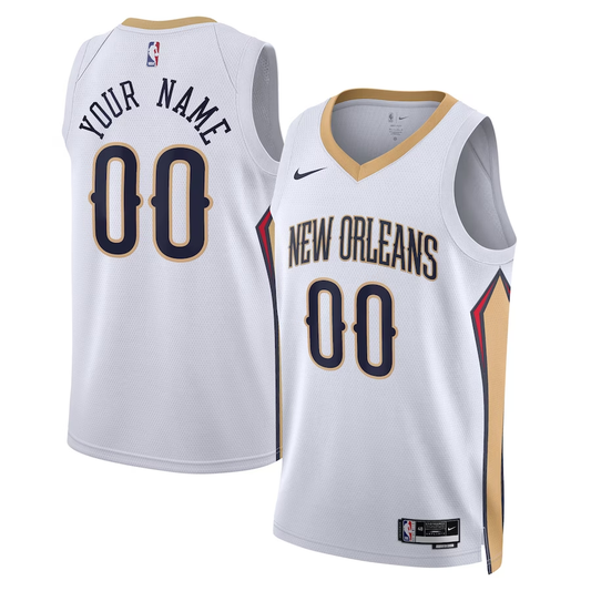 Men's New Orleans Pelicans White Swingman Custom Jerseys - Association Edition