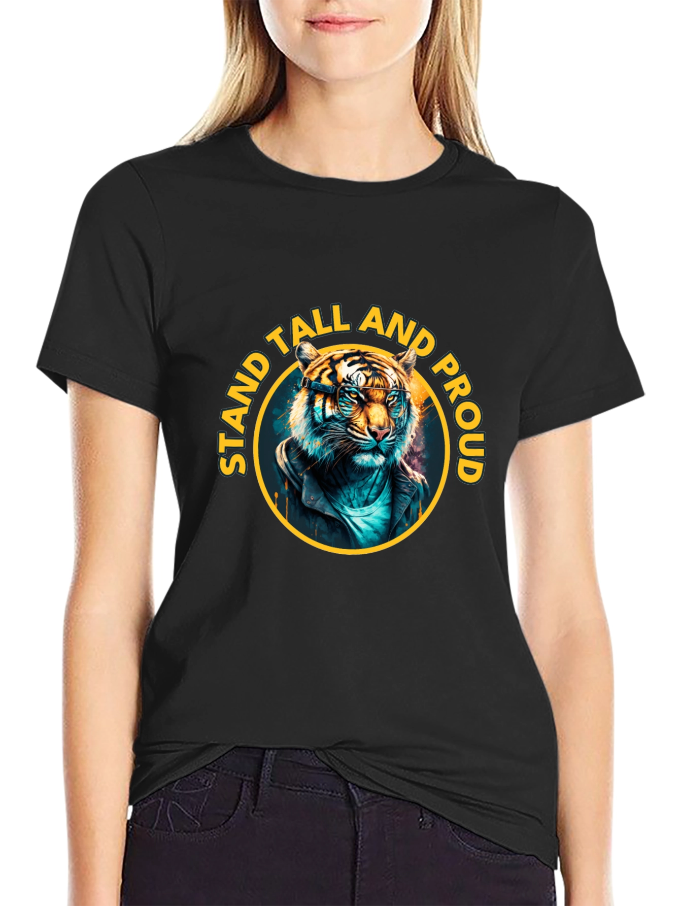 Stand Tall Proud Tiger Graphic Tee - Black