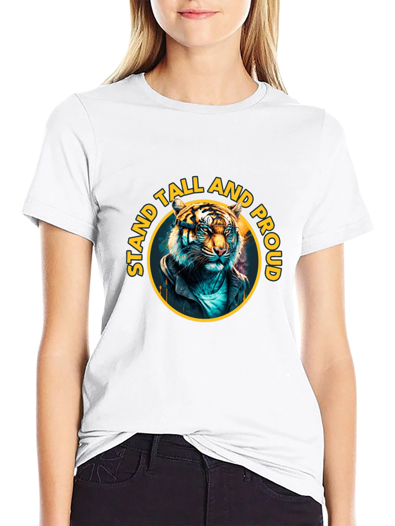 Stand Tall Proud Tiger Graphic Tee - Black