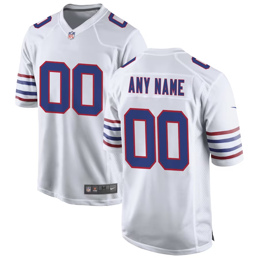 Custom1 Buffalo Bills White Alternate Game Jerseys