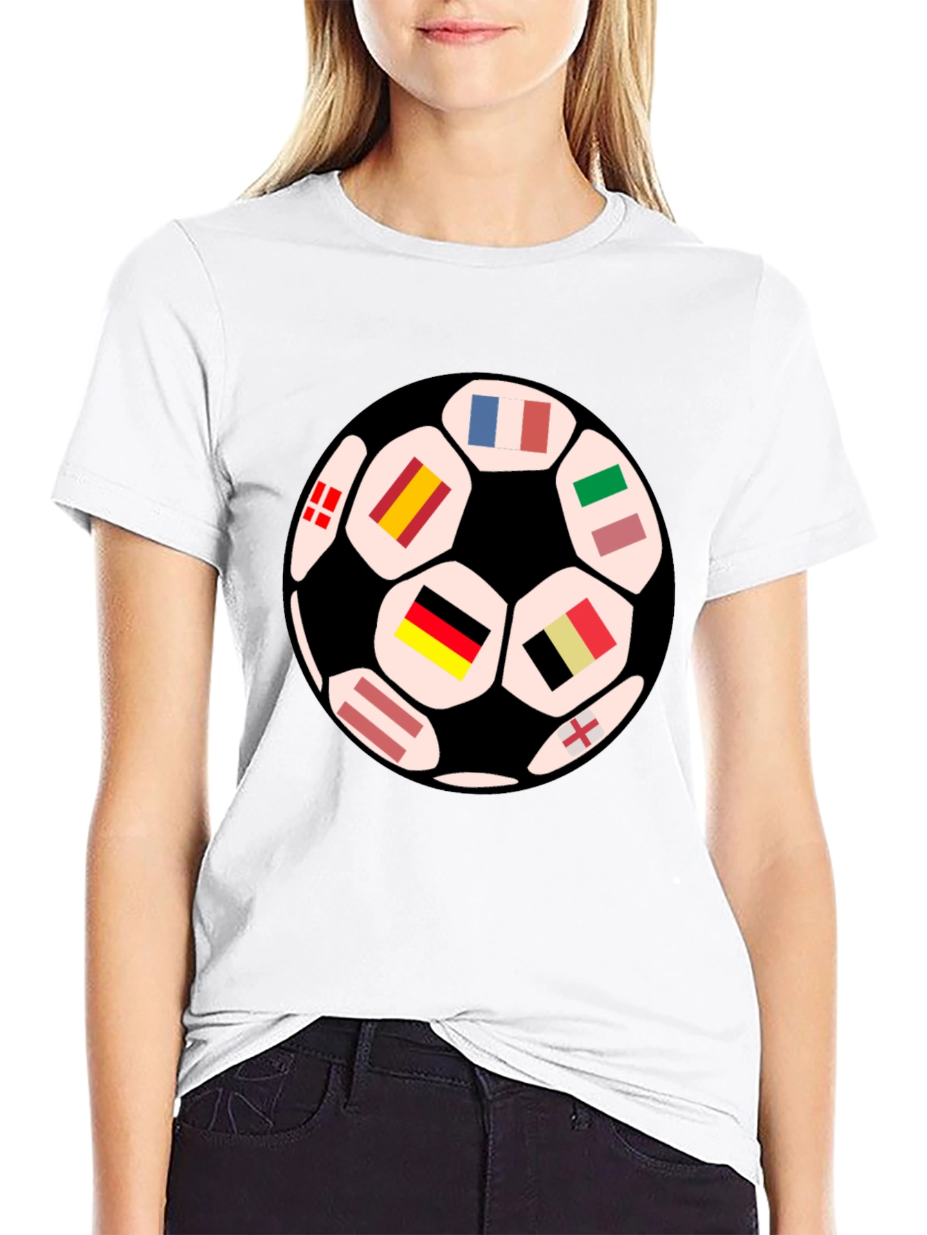 Euro Flags Soccer Ball Graphic T-Shirt - Black