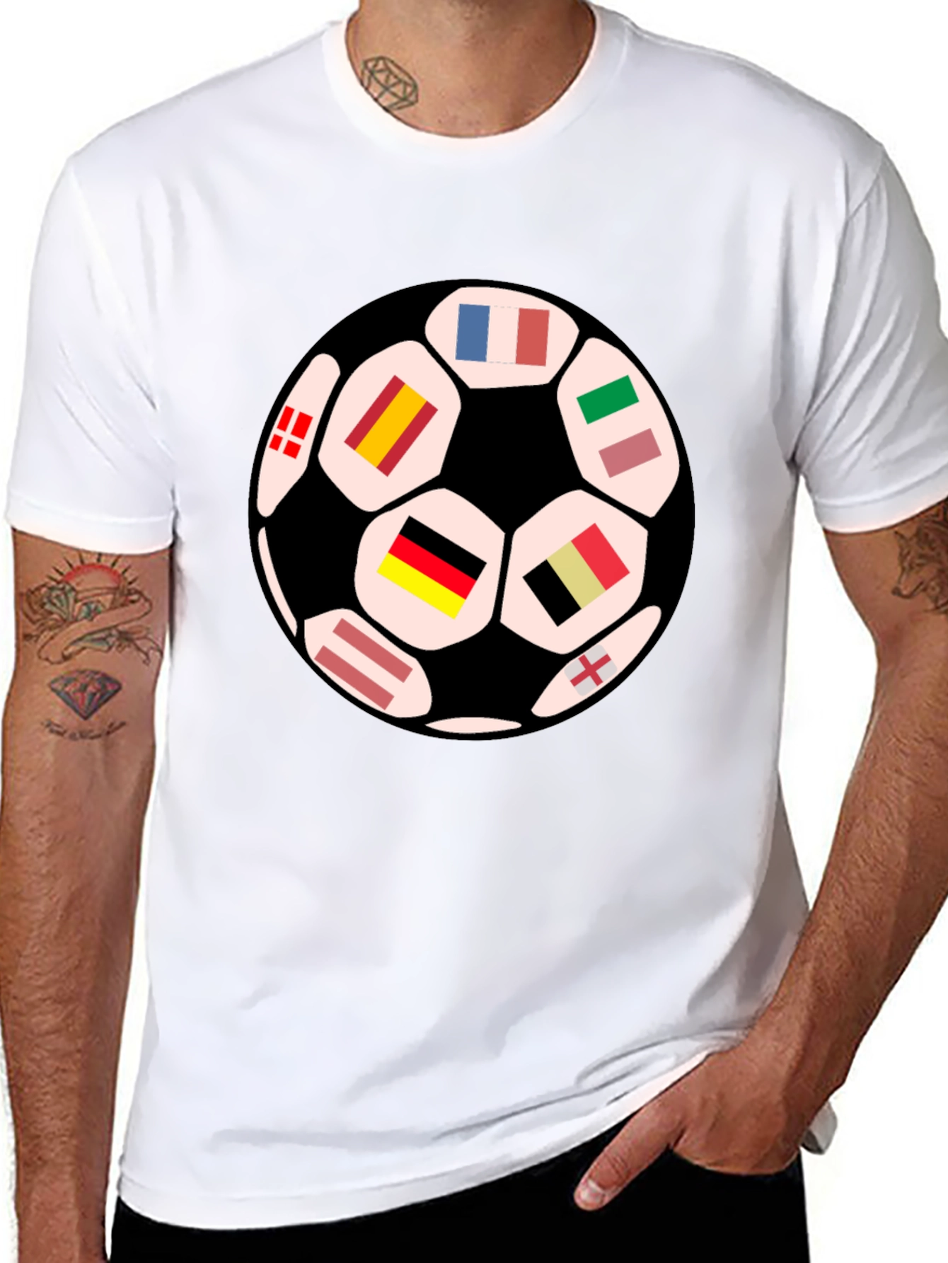 Euro Flags Soccer Ball Graphic T-Shirt - Black