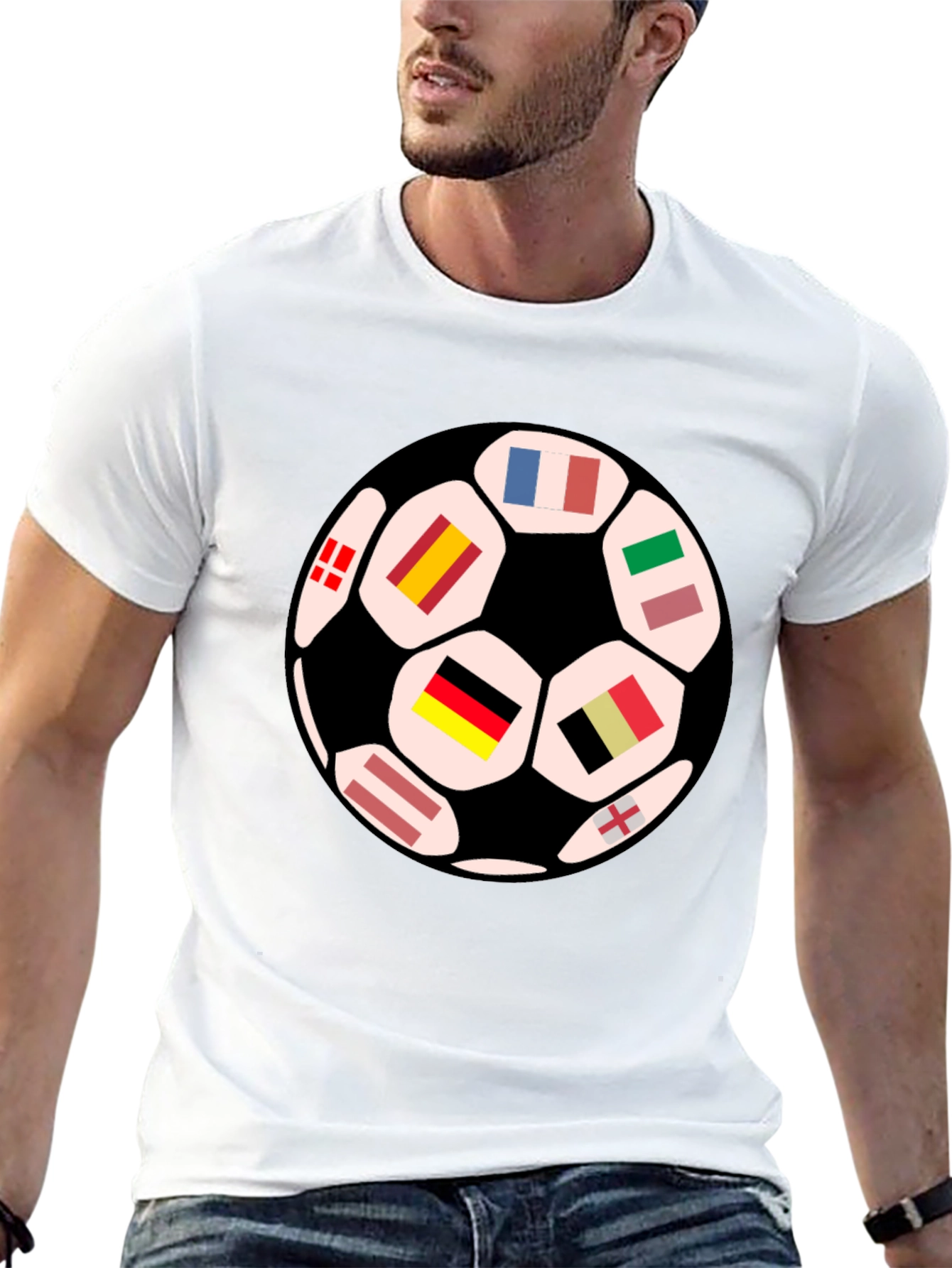 Euro Flags Soccer Ball Graphic T-Shirt - Black
