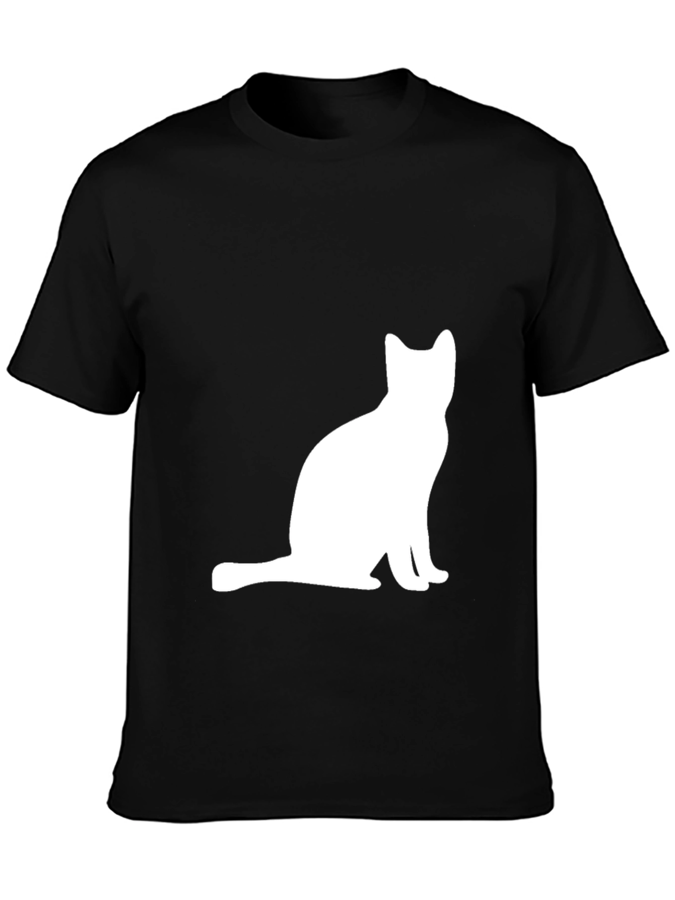 Cat Silhouette Graphic Tee - Black