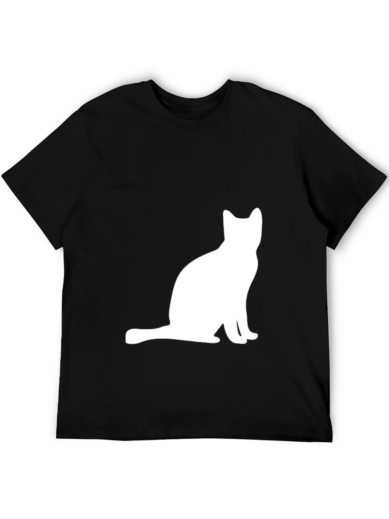 Cat Silhouette Graphic Tee - Black