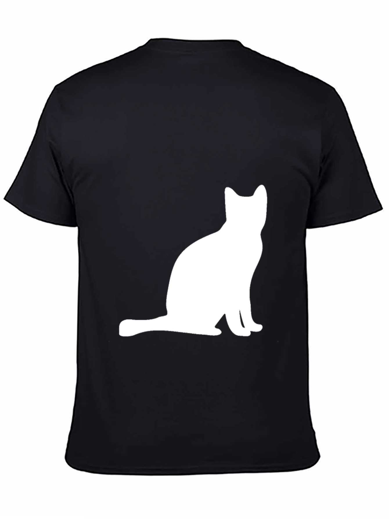 Cat Silhouette Graphic Tee - Black
