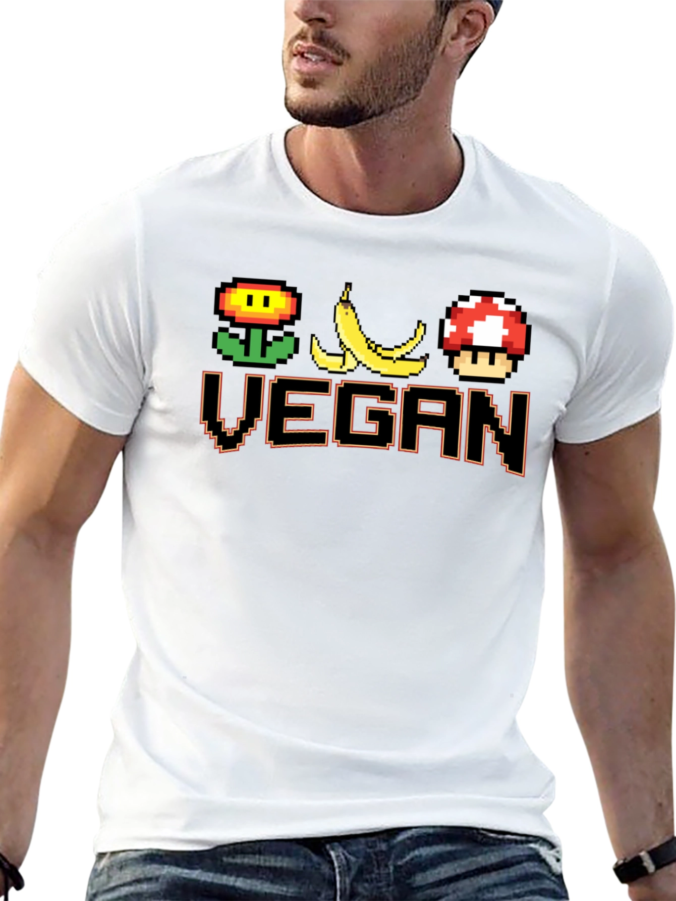 Vegan Pixel Art T-Shirt - Gaming Style