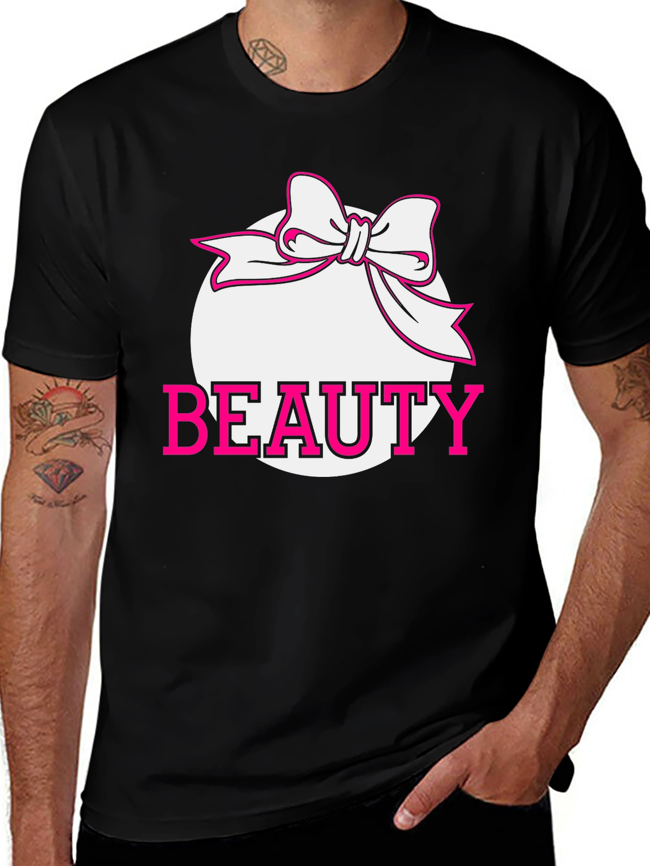 Beauty Bow Graphic Tee - Stylish Black Shirt