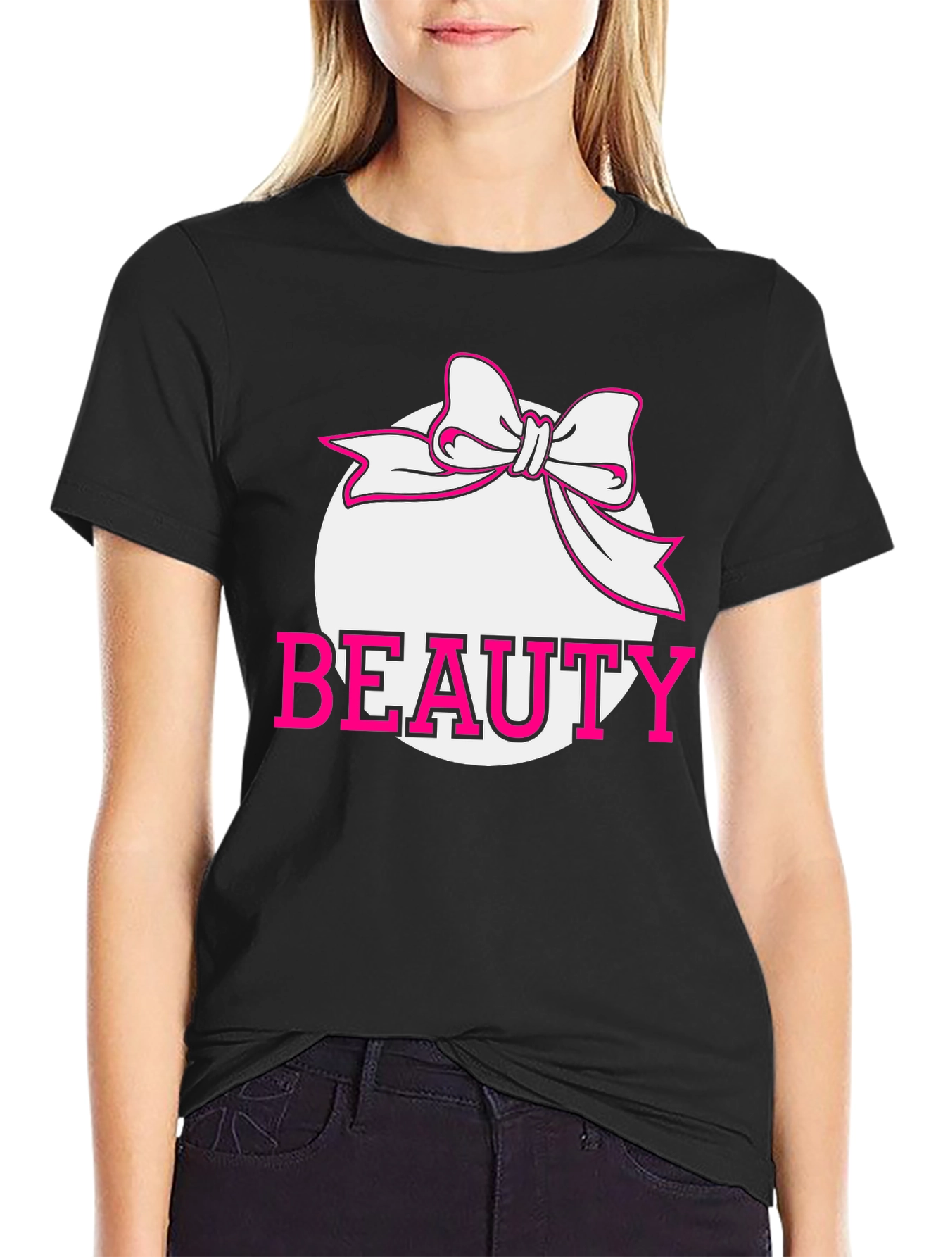 Beauty Bow Graphic Tee - Stylish Black Shirt