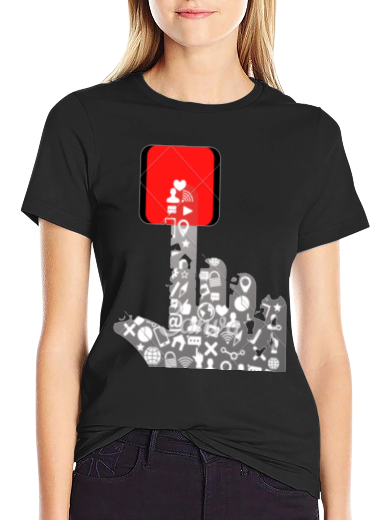 Social Media Hand Gesture Graphic T-Shirt