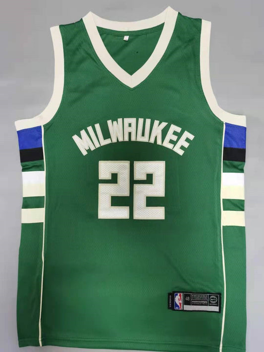 Men's Milwaukee Bucks Khris Middleton #22 Green Fast Break Road Replica Jerseys