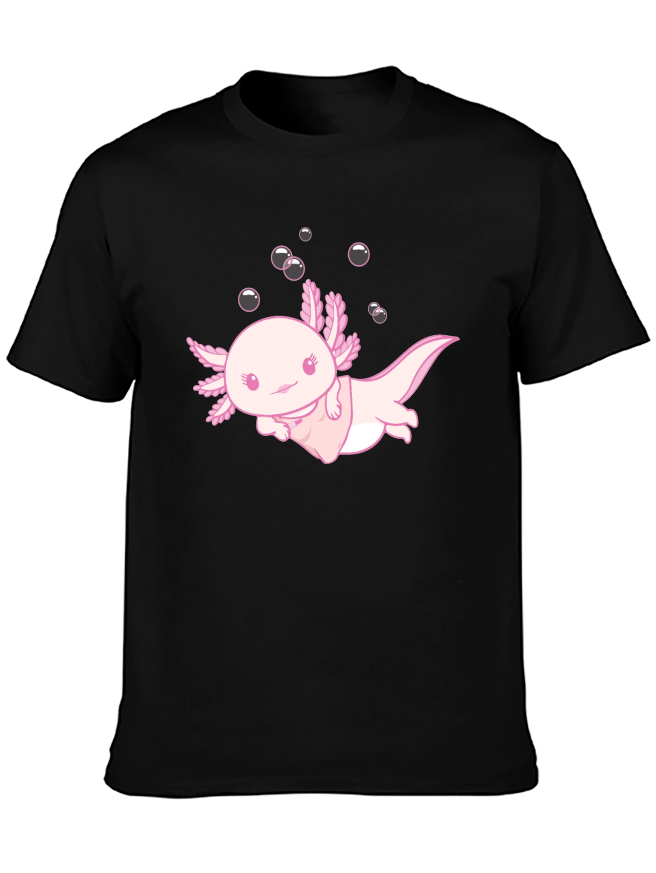 Cute Axolotl Black T-Shirt