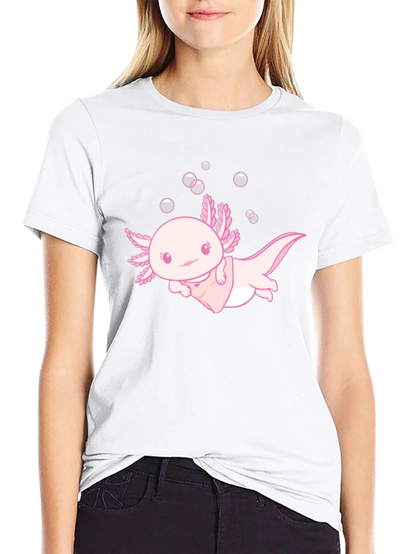 Cute Axolotl Black T-Shirt