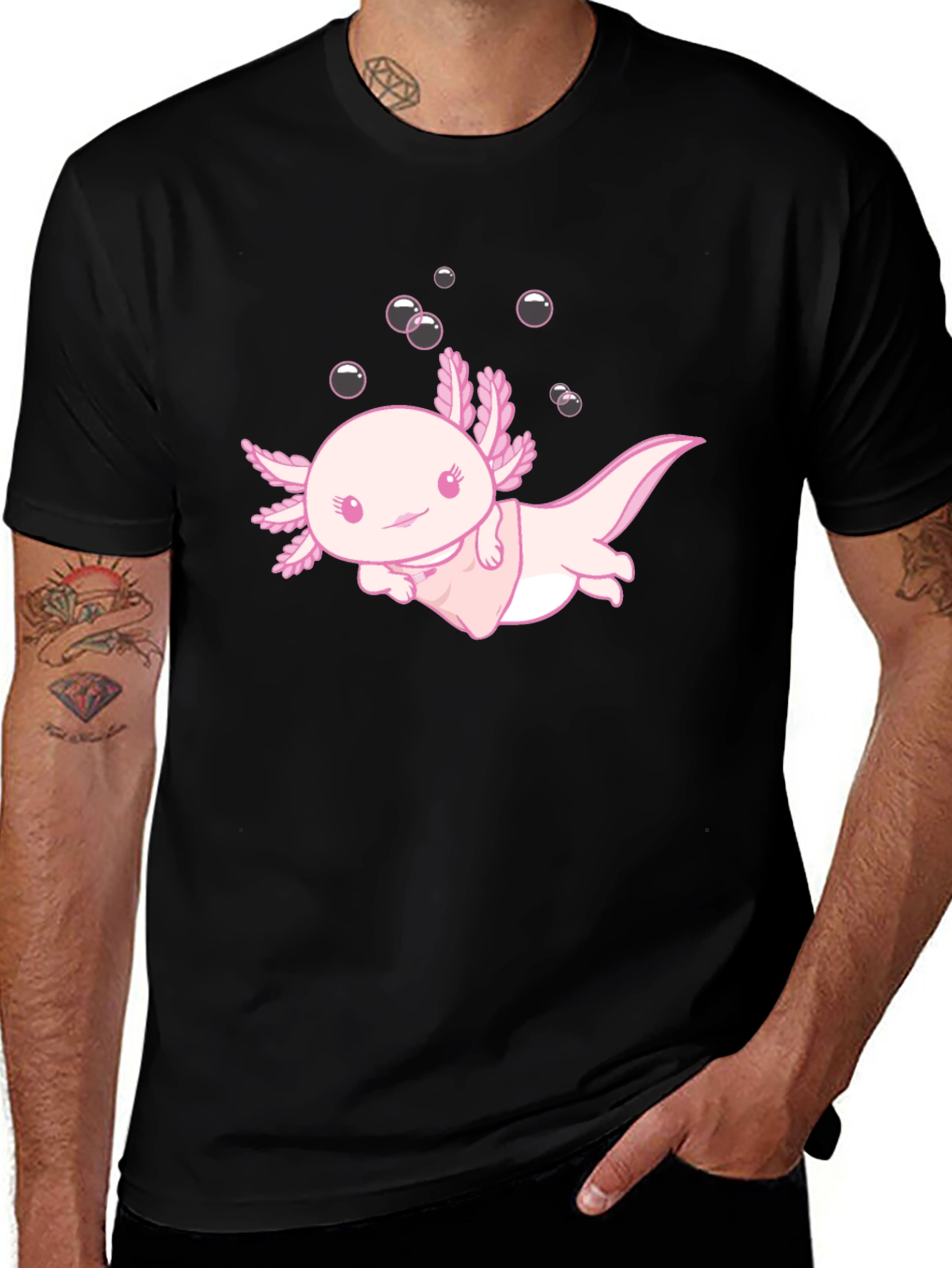 Cute Axolotl Black T-Shirt