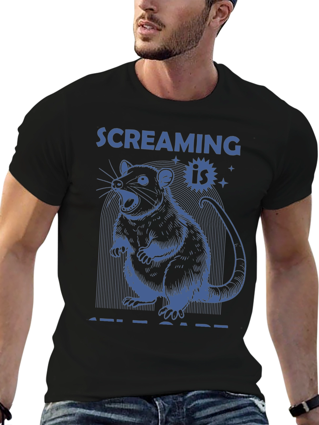 Screaming is Self-Care Rat Graphic Tee