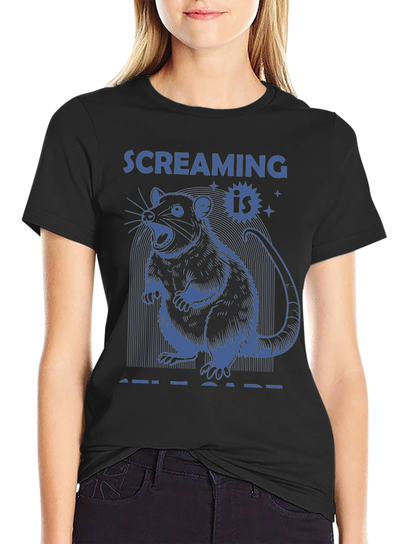 Screaming is Self-Care Rat Graphic Tee