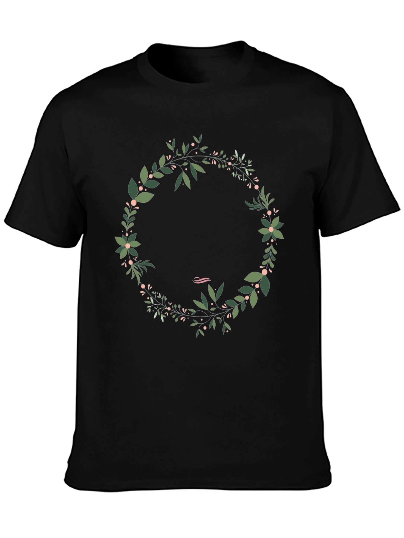 Nature Wreath Graphic Tee - Soft Black