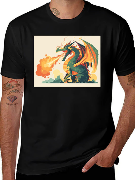 Dragon Graphic Tee - Mens Short Sleeve Black T-Shirt