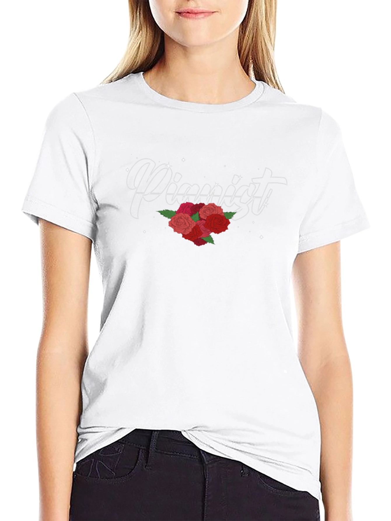 Pianist Rose Black T-Shirt