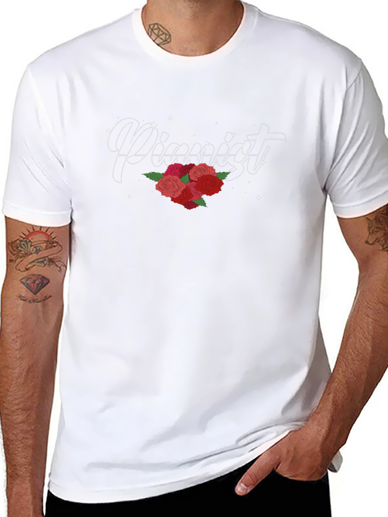 Pianist Rose Black T-Shirt
