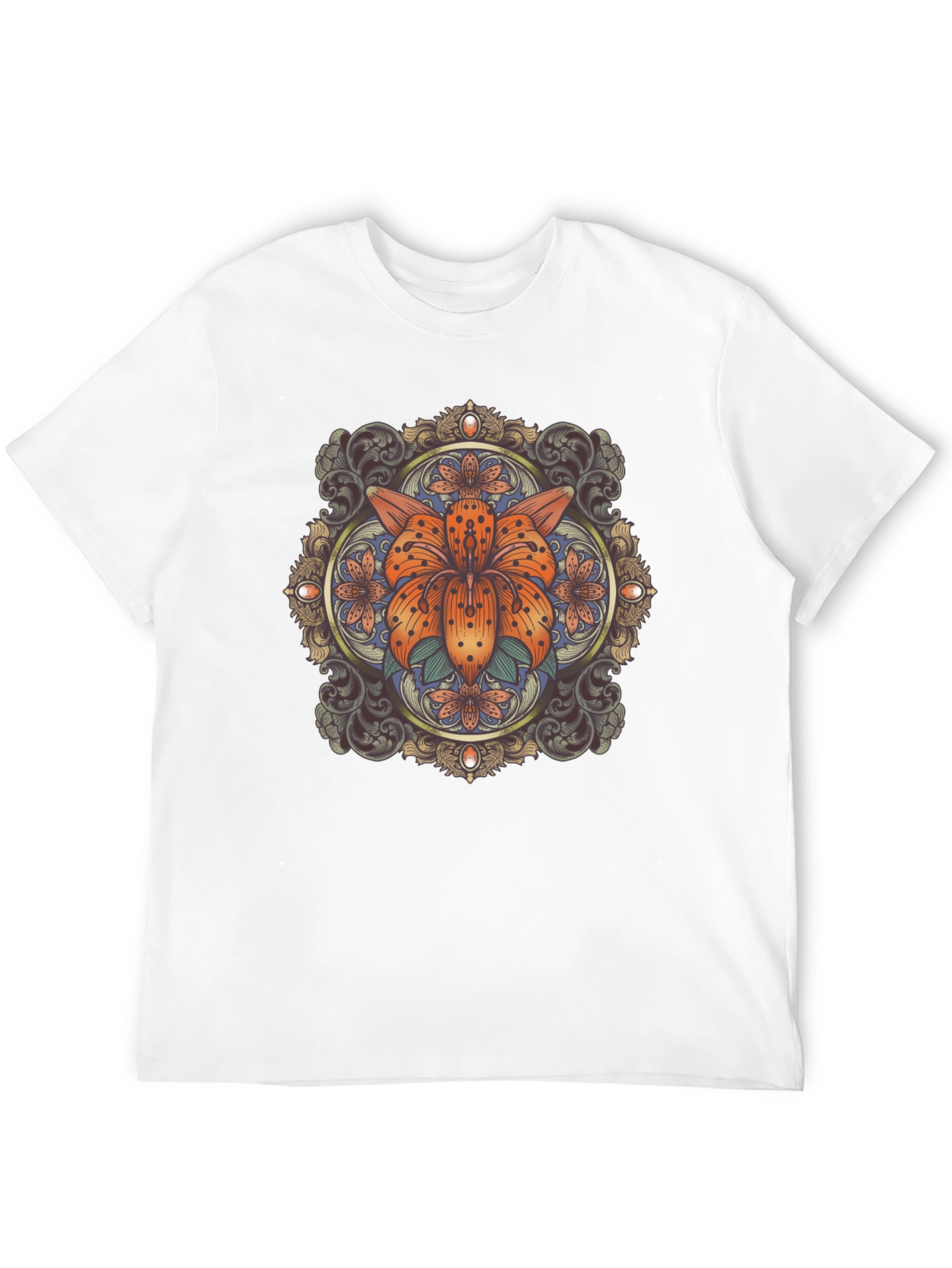 Floral Mandala Graphic Tee - Stylish Black T-Shirt
