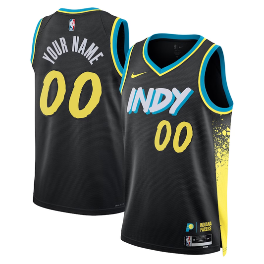 Men's Indiana Pacers Black 2023/24 Custom Swingman Jerseys - City Edition