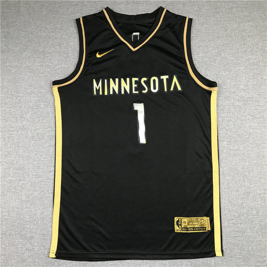 Men's Minnesota Timberwolves Anthony Edwards #1 Black Swingman Jerseys