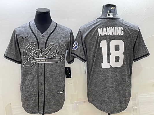 Men's Indianapolis Colts Peyton Manning #18 Gray Game Jerseys Joint Edition