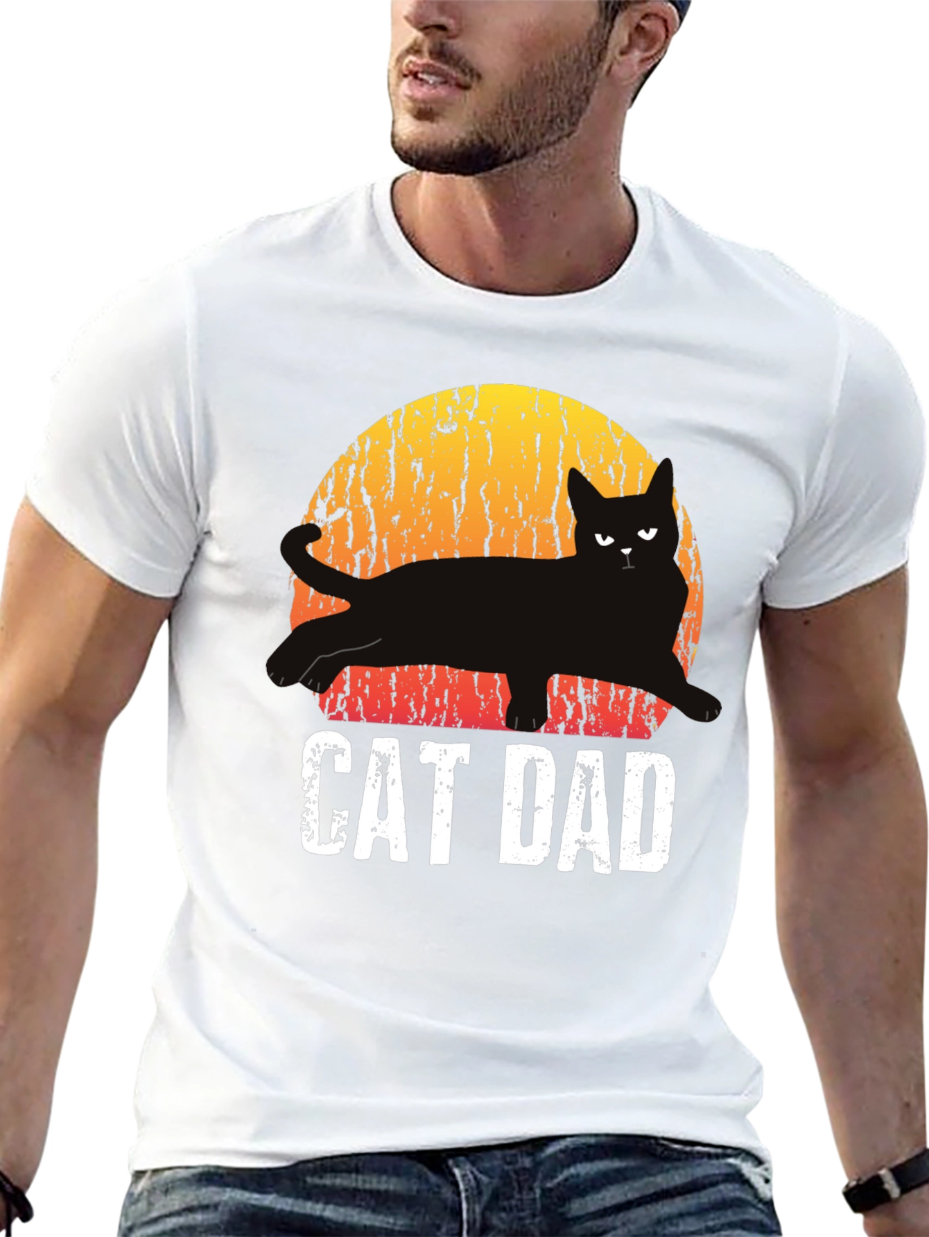 Cat Dad Black T-Shirt