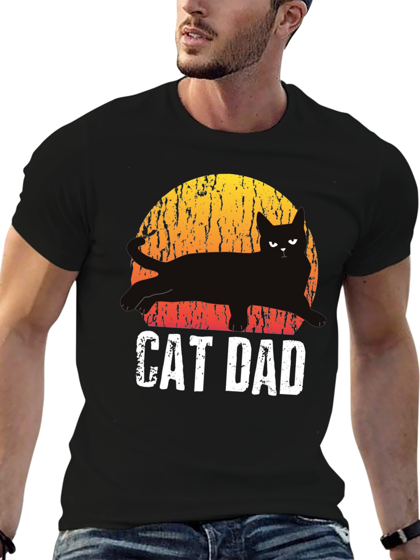 Cat Dad Black T-Shirt