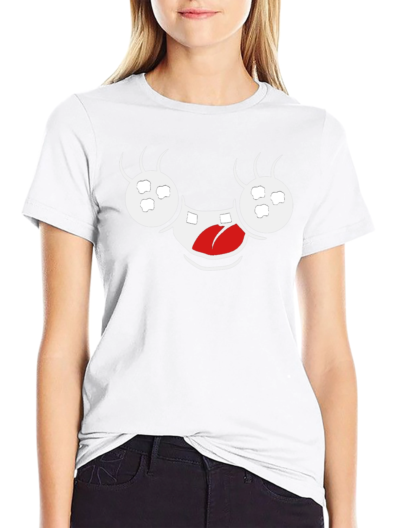 Funny Monster Face Black Graphic Tee