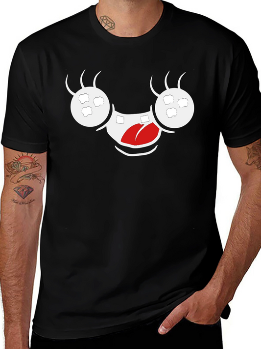 Funny Monster Face Black Graphic Tee