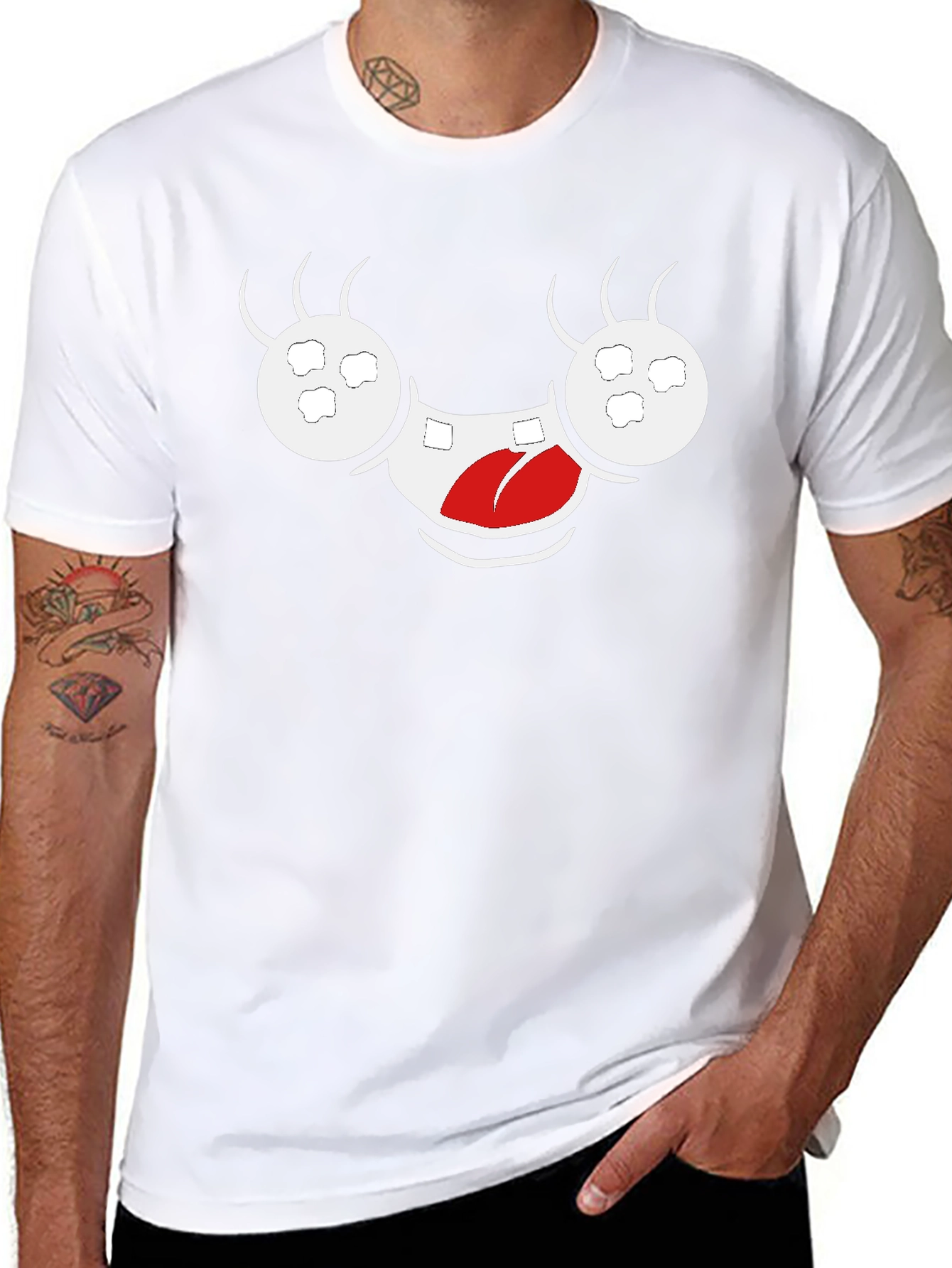 Funny Monster Face Black Graphic Tee