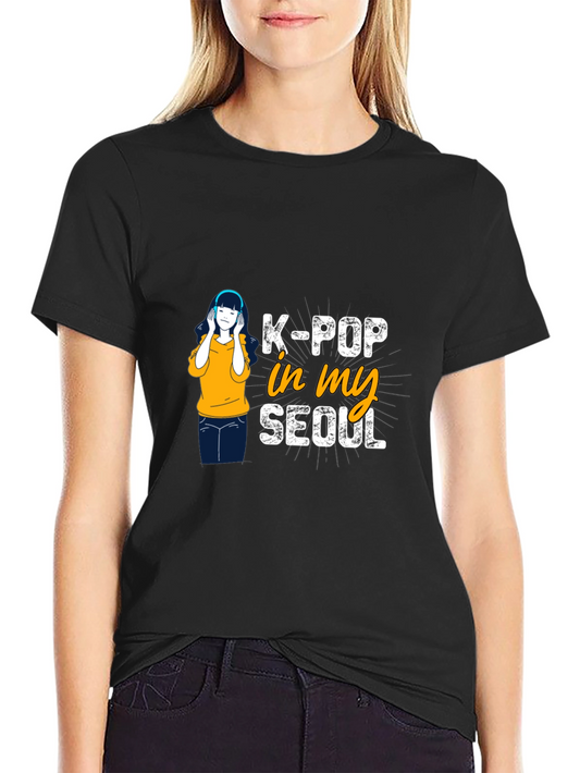 K-Pop in my Seoul Black Graphic T-Shirt