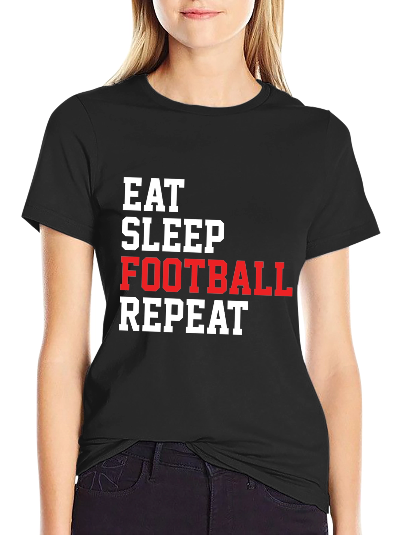 Eat Sleep Football Repeat Graphic Tee