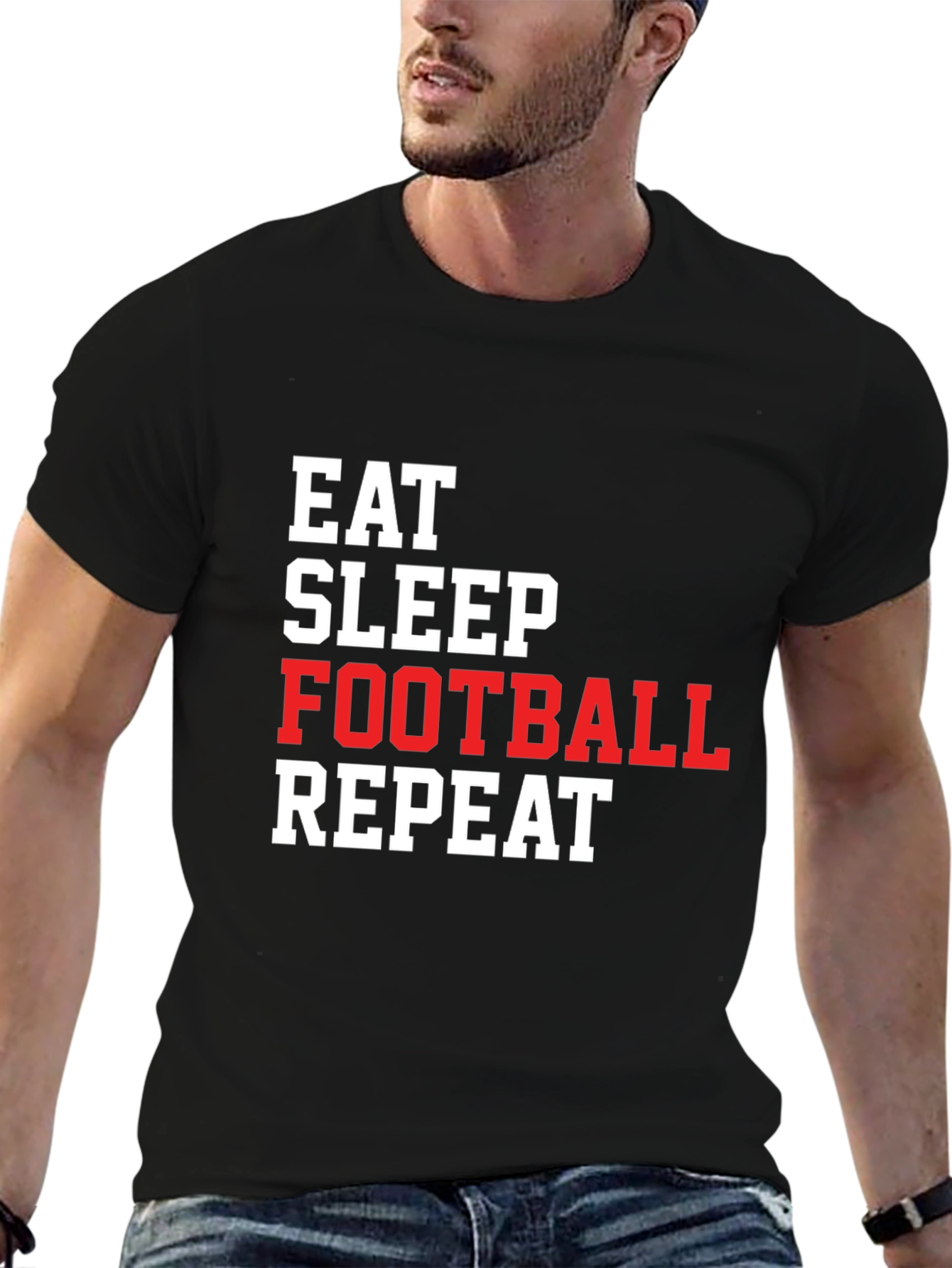 Eat Sleep Football Repeat Graphic Tee