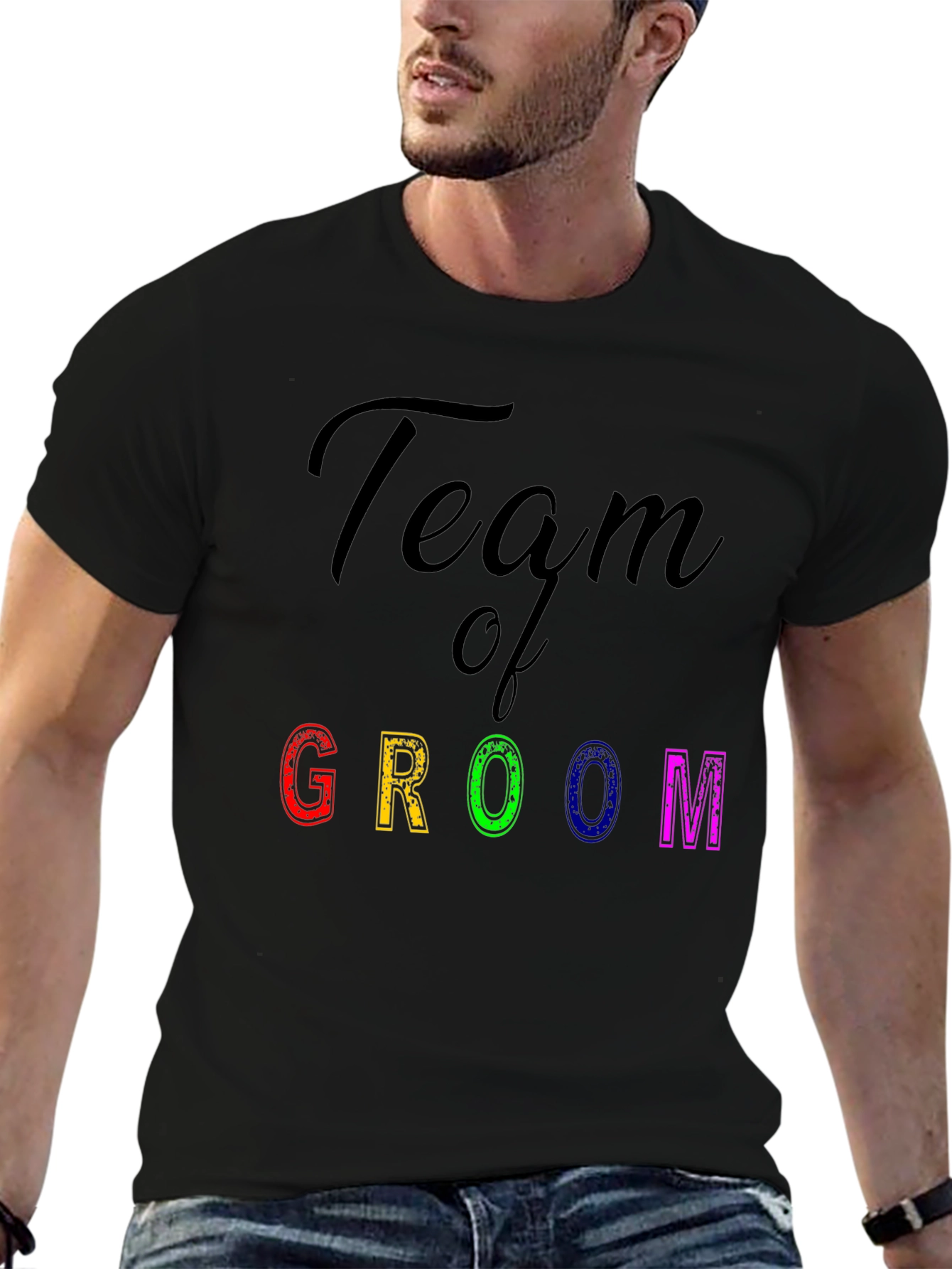 Team of Groom Black Graphic T-Shirt