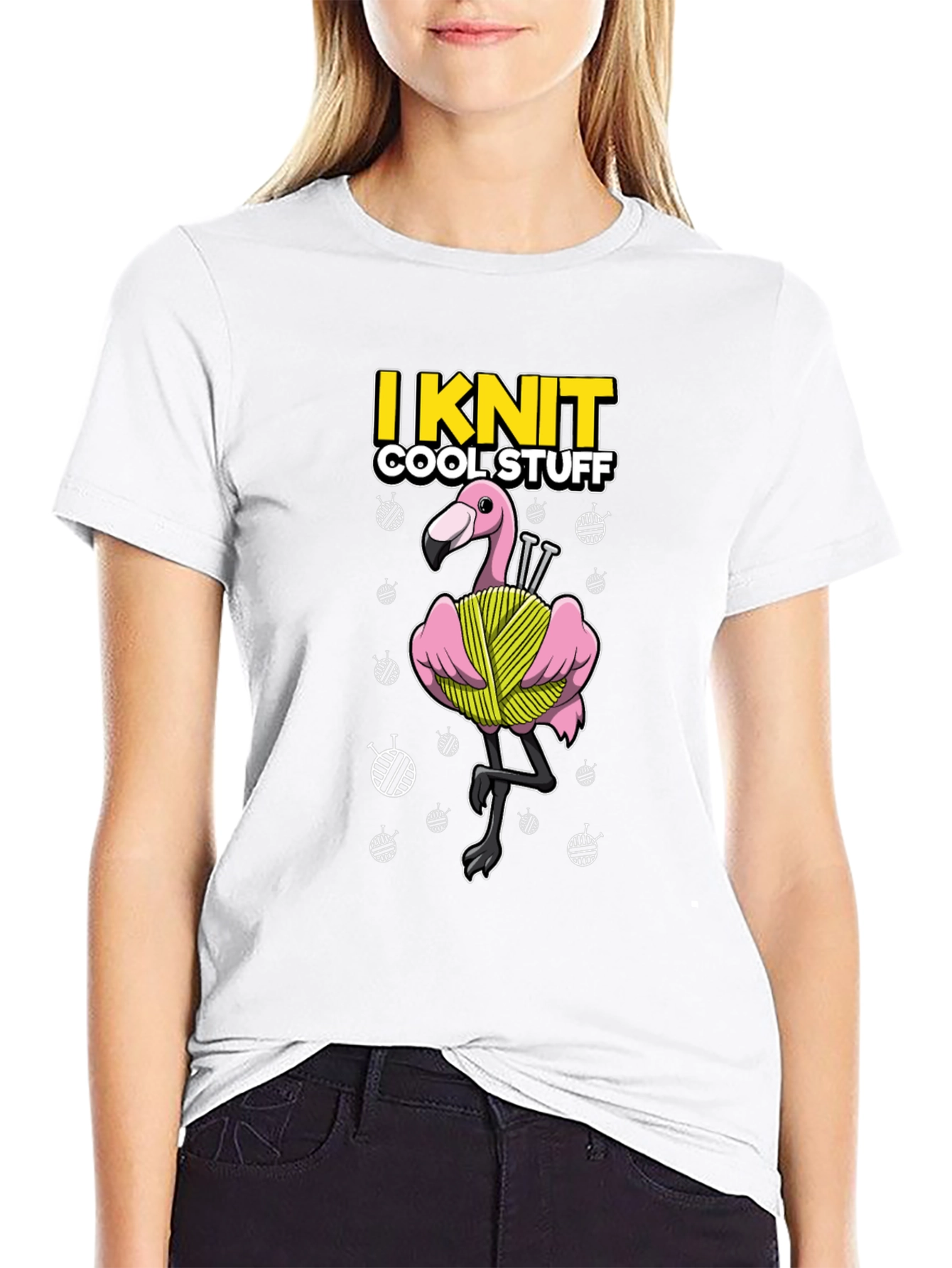 I Knit Cool Stuff T-Shirt - Flamingo Yarn