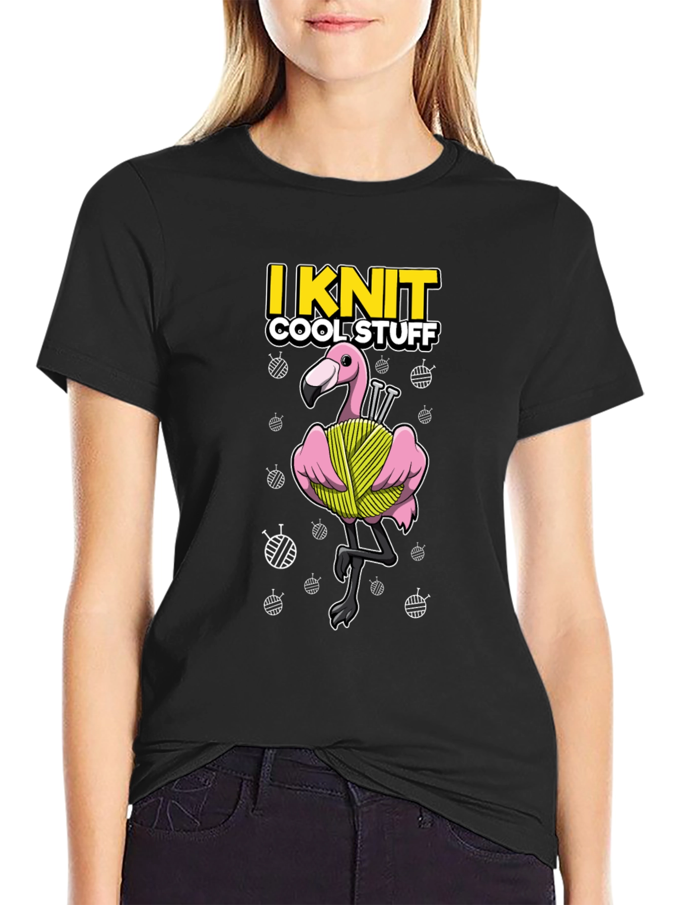 I Knit Cool Stuff T-Shirt - Flamingo Yarn