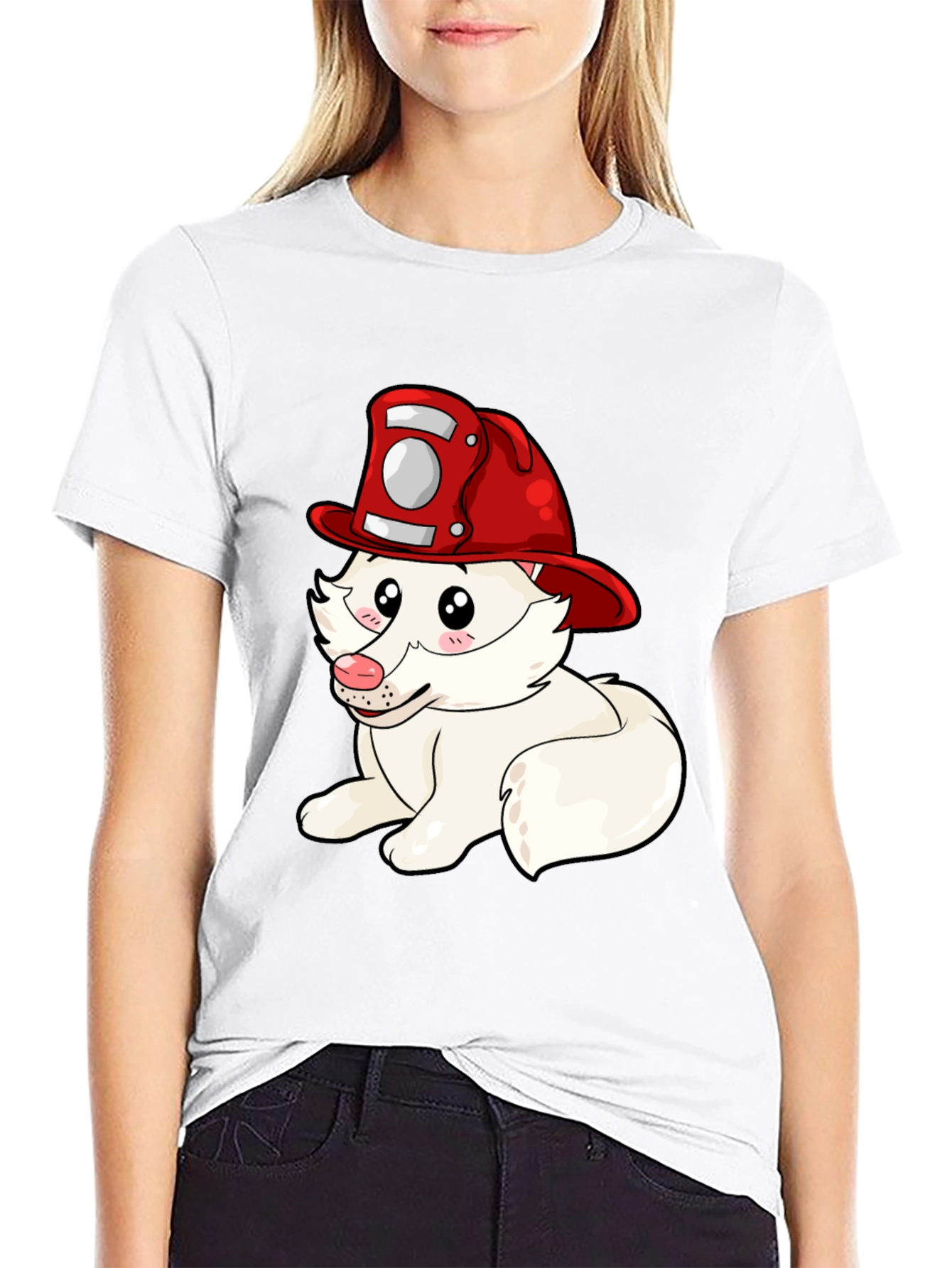 Firefighter Puppy T-Shirt - Cute Cartoon Dog Tee