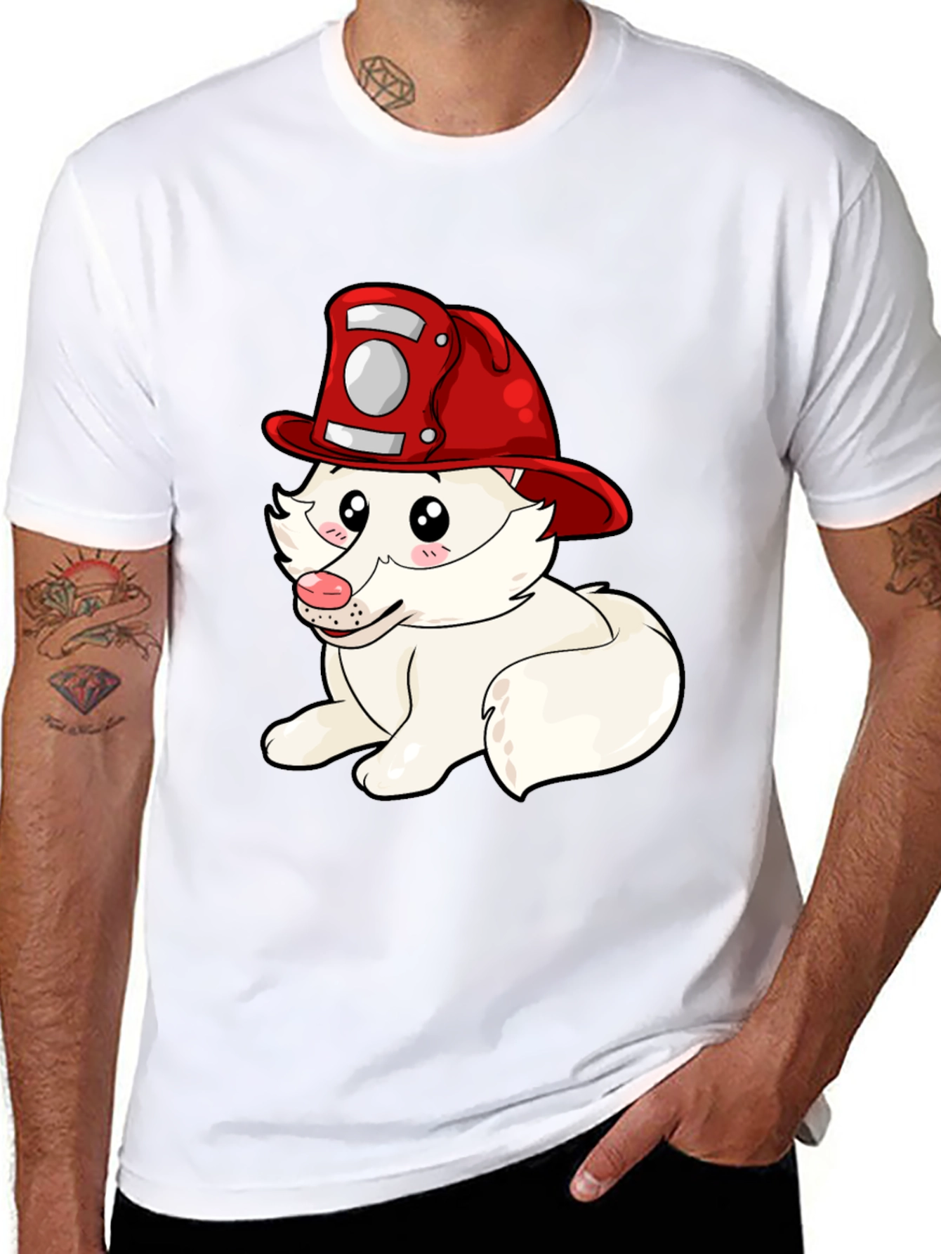 Firefighter Puppy T-Shirt - Cute Cartoon Dog Tee